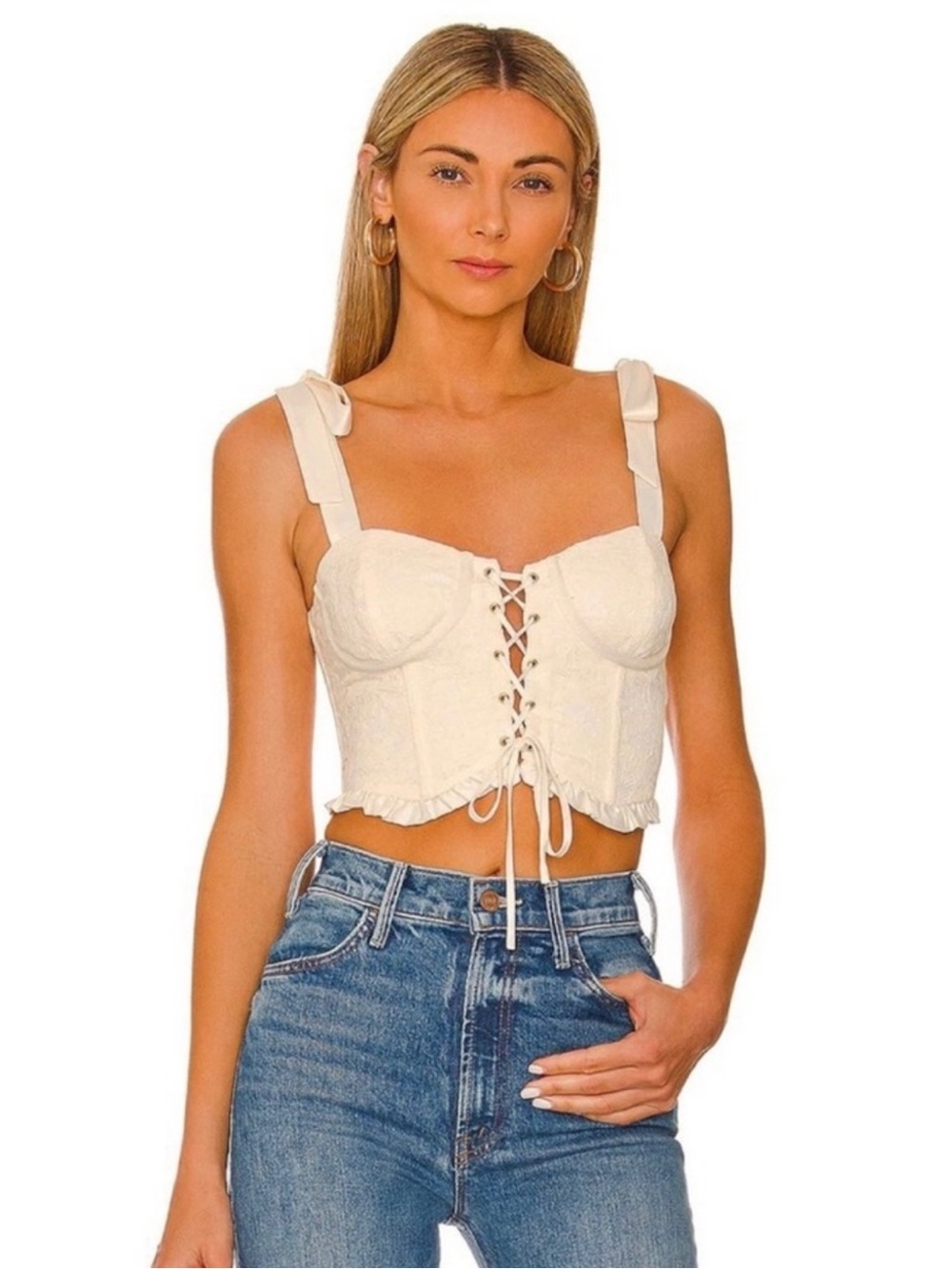 NEW MAJORELLE REVOLVE CREAM BUSTIER CROP TOP